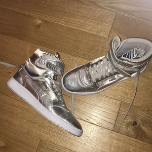 Puma Silver High Tops : Worn Once : Size 8
